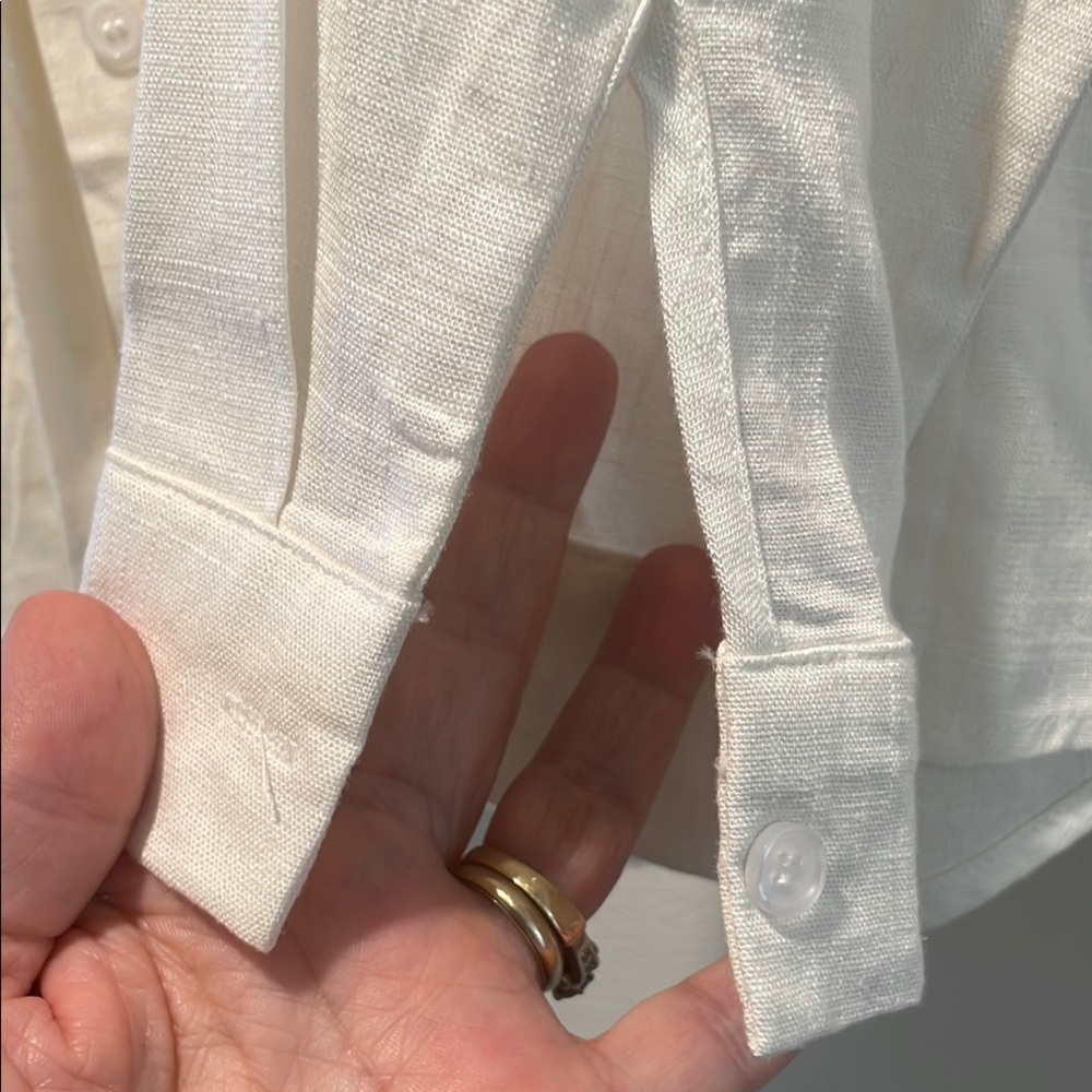 Source Unknown Ivory Textured Button Down Shirt - image 8